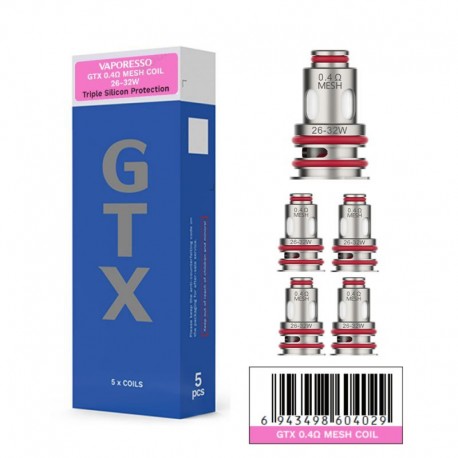 Résistances VAPORESSO GTX Meshed Coil 0.4Ω (5pcs)